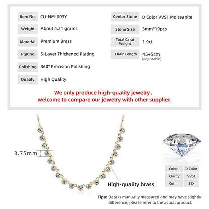 Anziw 14k Gold Filled 3mm D Moissanite Bubble-Style Pendant Necklace for Women