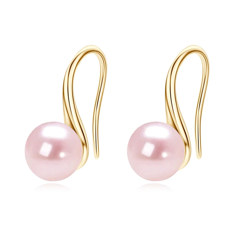 Anziw 8-8.5mm Natural Freshwater Pearl Drop Hook Earrings For Women Elegant Wedding Engagement Earrings 14K Gold Fille Jewelry