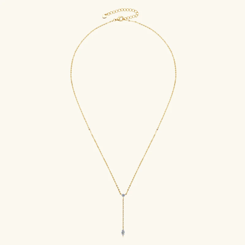 Anziw 3mm D Color Moissanite Y Shape Long Pendant Necklace for Women Adjustable Chain 100% 925 Silver Jewelry Trendy 2025 Gifts