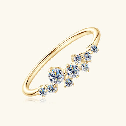 Anziw Real S925 Ring Cluster Moissanite Sterling Silver Wedding Engagement Finger Rings Fashion Band for Women Fine Jewelry 925