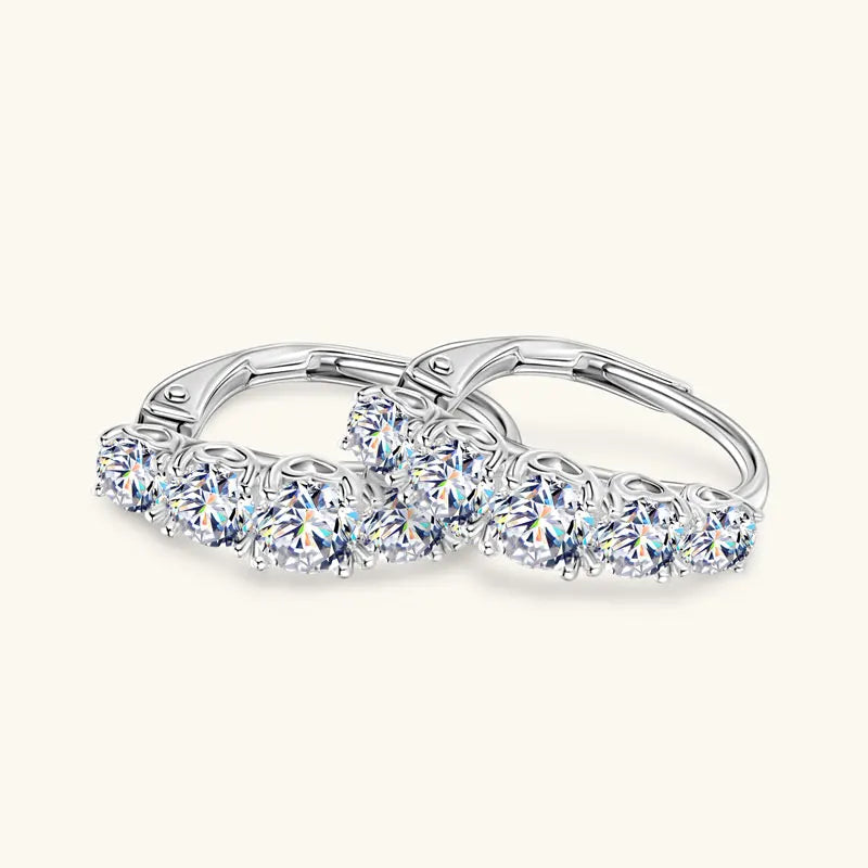 2025 New D VVS1 Moissanite 5 Stone Hoop Clip Earrings for Women Real 925 Silver Luxury Wedding Jewelry Lab Diamond 4mm&3.5mm&3mm