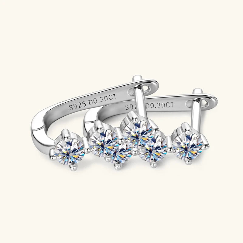 Anziw Luxury 1.7cttw Moissanite Diamond Jewelry Sets 925 Sterling Silver Necklace Hoop Earrings for Women Wedding Party Jewelry