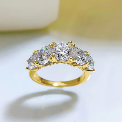Anziw 5 Stone Rings 3.6cctw D Color Moissanite Engagement Wedding Bands Sliver 925 for Women Sparkling Diamonds Jewelry With
