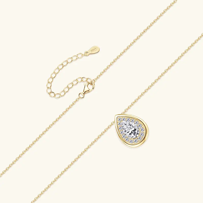 2025 2CT 1.5CT 1CT Pear Cut D Moissanite Waterdrop Pendant Necklace for Women 925 Silver Adjustable Chain Certified Fine Jewelry