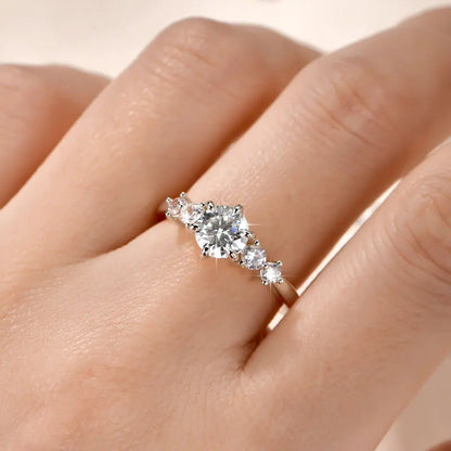Anziw 1.0CT Moissanite Lab Diamond Engagement Ring 14k Gold Filled Four-Stone Wedding Trendy Band for Women Fine Jewerlry Gift