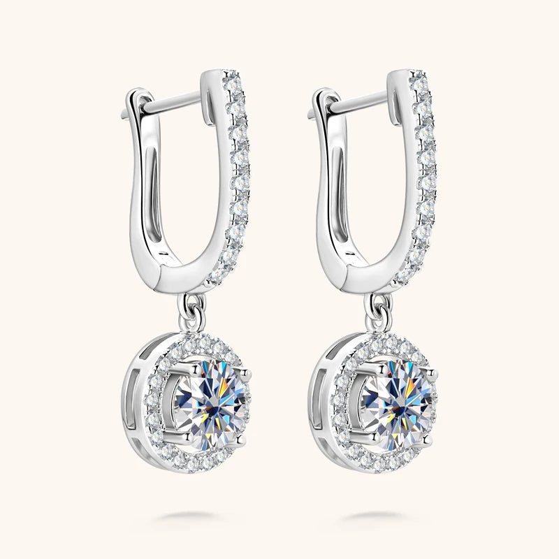 Anziw 2023 Women Hoops 925 Silver Gold Drop Earrings Dangle 1CT Real Moissanite Earring Original Certified Wedding Jewelry Gifts