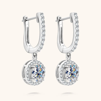 Anziw 2023 Women Hoops 925 Silver Gold Drop Earrings Dangle 1CT Real Moissanite Earring Original Certified Wedding Jewelry Gifts