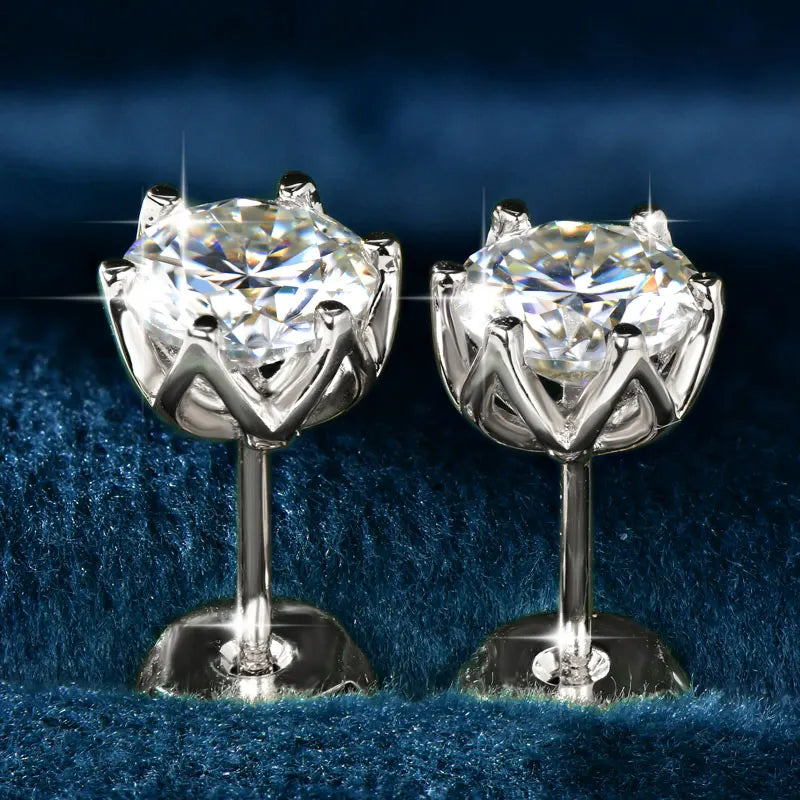 Anziw 0.5ct 1ct D VVS1 GRA Certified Lab Diamond Round Moissanite Stud Earring for Women Gold Filled Wedding Party Jewelry Gifts