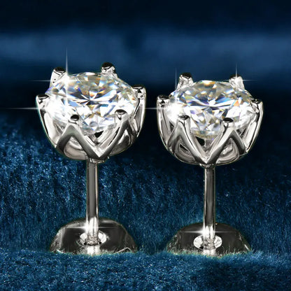 Anziw 0.5ct 1ct D VVS1 GRA Certified Lab Diamond Round Moissanite Stud Earring for Women Gold Filled Wedding Party Jewelry Gifts
