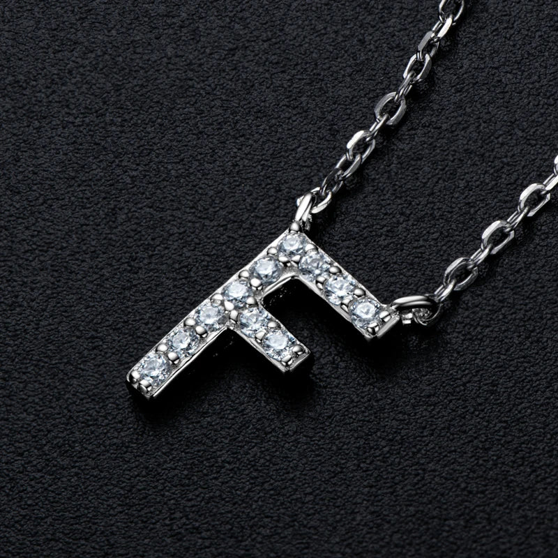 Anziw Initial Moissanite 26 Letter Pendant Necklace for Women Men Real Silver 925 Name Pendant Fine Jewelry Valentine's Day Gift