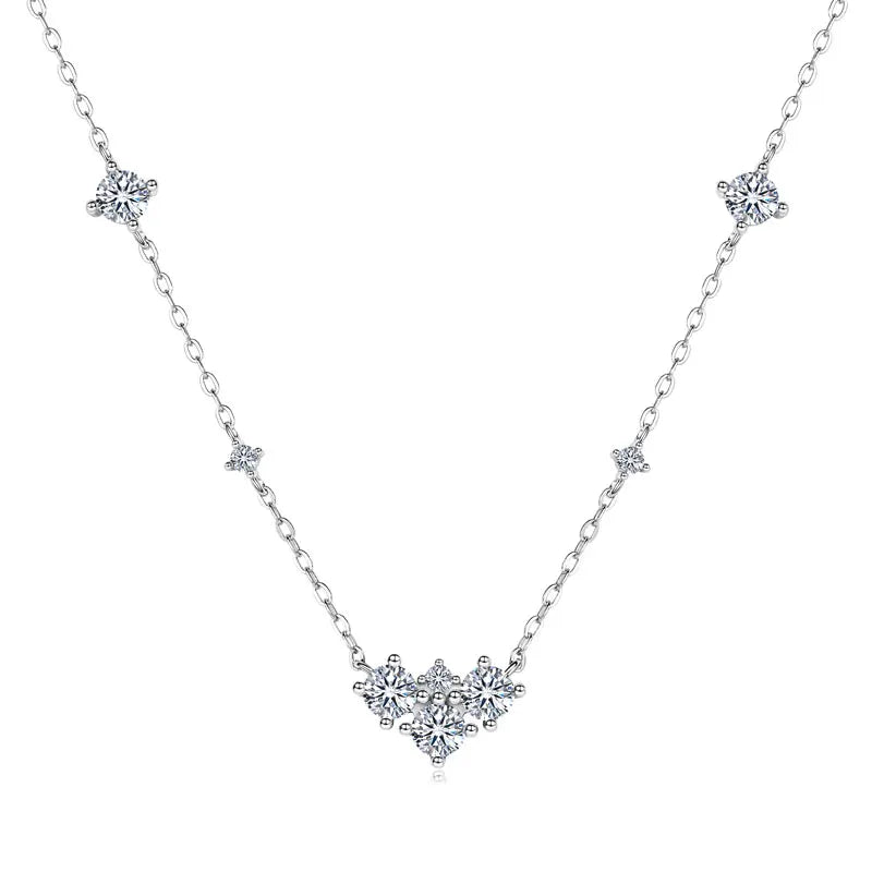 2025 New 4mm&2mm D Color Moissanite Pendant Necklace Plated 18K Gold 925 Silver Chain Jewelry Certified for Women Girl Gifts