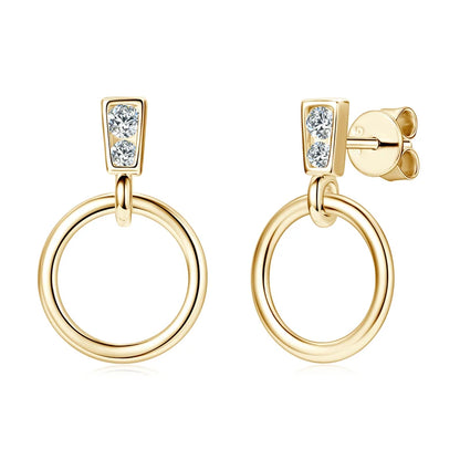 Anziw 925 Sterling Silver Circle Dangle Drop Earrings for Women Moissanite Stud Earrings Minimalist Wedding Party Jewelry 2024