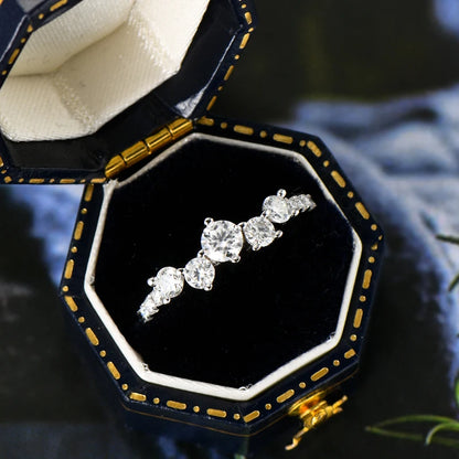 Anziw Real S925 Ring Cluster Moissanite Sterling Silver Wedding Engagement Finger Rings Fashion Band for Women Fine Jewelry 925
