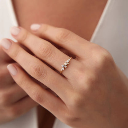 Anziw Delicate Moissanite Ring Real 925 Silver for Women Dainty Thin Finger Ring Wedding Engagement Jewelry Fashion Accessories