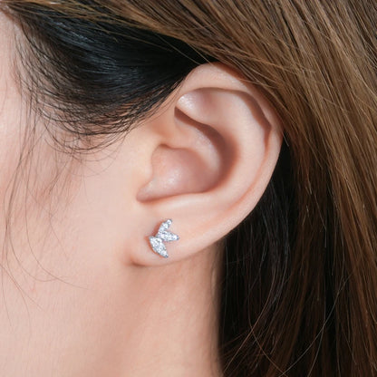 Anziw Cute Mini Moissanite Stud Earrings 100% Silver 925 Sterling Earrings Piercing Ear for Women Fine Jewelry with Certificate
