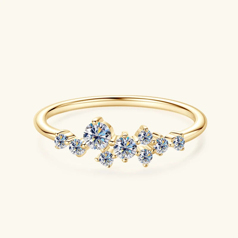 Anziw Cute D0.30CT Moissanite Ring for Women 100% 925 Silver Thin Ring Fashion Finger Band Jewelry Christmas Valentine's Gifts