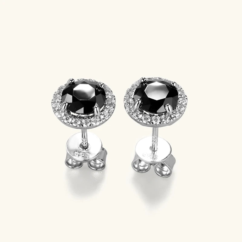 Anziw Vintage 0.8CT Black Moissanite Stud Earrings Silver 925 Jewelry for Women Men Halo Piercing Ear Earring Trending Products