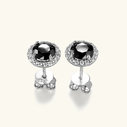 Anziw Vintage 0.8CT Black Moissanite Stud Earrings Silver 925 Jewelry for Women Men Halo Piercing Ear Earring Trending Products