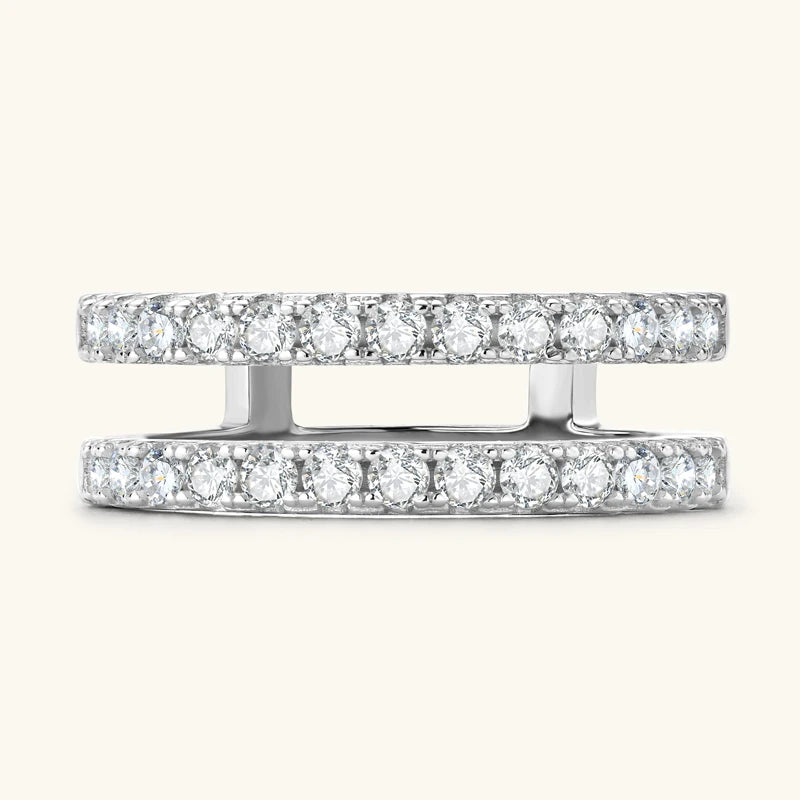 Anziw Luxury Full Moissanite Bands Double Row Wedding Rings Real 925 Sterling Silver Ring Enhancer For Women Jewelry Certificate