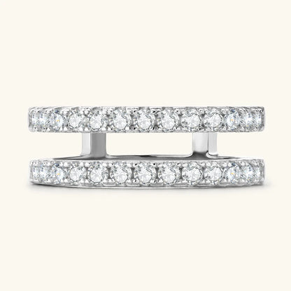 Anziw Luxury Full Moissanite Bands Double Row Wedding Rings Real 925 Sterling Silver Ring Enhancer For Women Jewelry Certificate