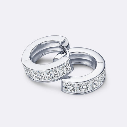 Anziw 3.20CTTW Princess Cut Moissanite Hoop Earrings 100% 925 Silver for Women Jewelry Small Hoops Huggie Inner Diameter 11mm