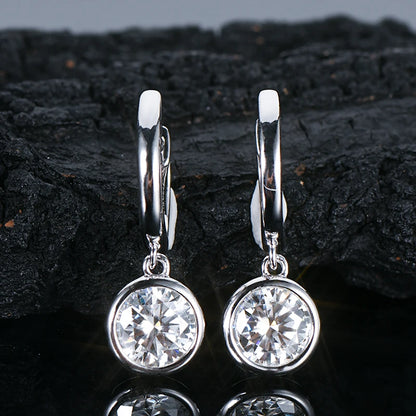 Anziw 2023 Trend Women's Gold Hoop Earrings Genuine 925 Silver 1CT 2CT Moissanite Drop Earring Wedding Jewelry With Certificate