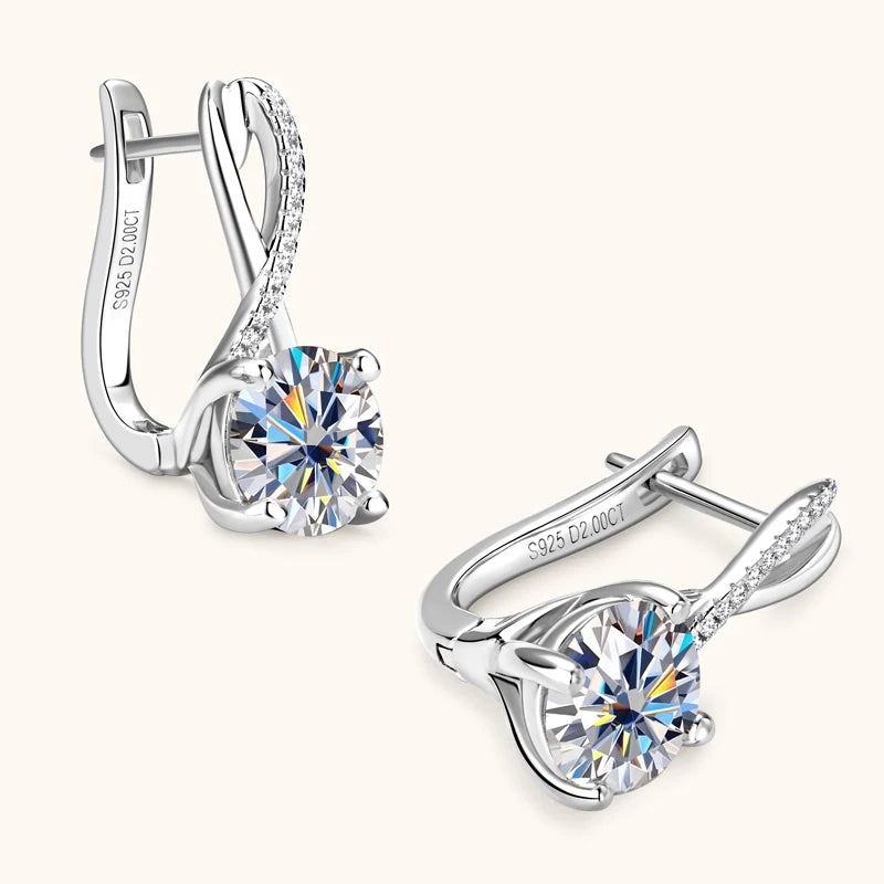 Real 925 Sterling Silver Infinity Hoop Earrings for Women 4.10ctw. Moissanite Drop Earrings Luxury Wedding Jewelry Certificate