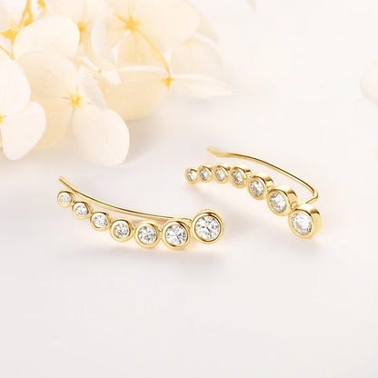 Anziw 1.52CTTW. Full Bezel Moissanite Earrings Climber Crawler 100% Real 925 Silver for Women with Certified Fine Jewelry Gifts