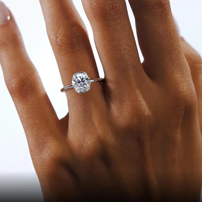 18k Gold Plated Wedding Ring 1.0CT D Color Moissanite Solitaire Ring Promise Bands for Women 925 Sterling Silver Certificate