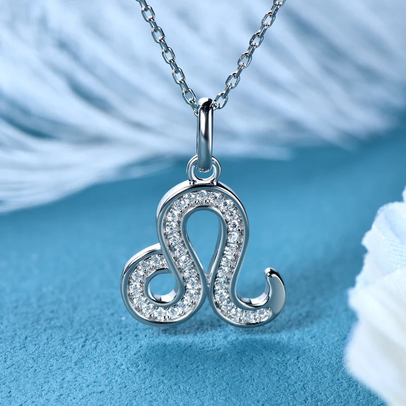 925 Sterling Silver Zodiac Sign 12 Constellation Pendant Micro-Set 1mm Moissanite Necklace Charm For Women Jewelry Birthday Gift