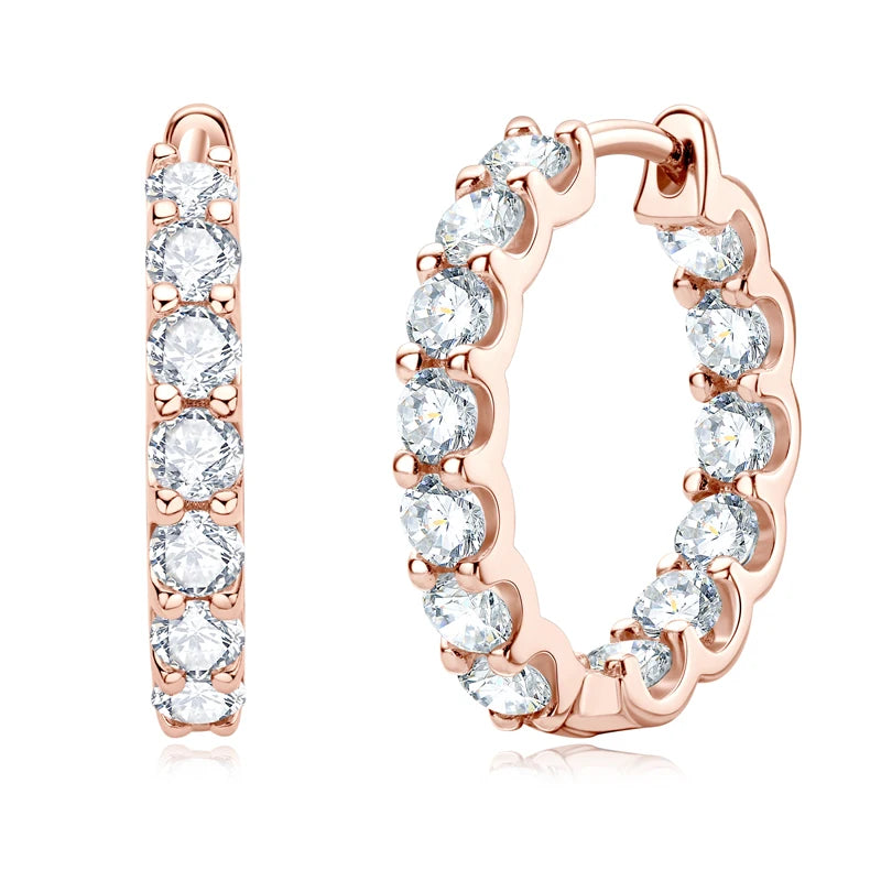 Anziw Sparking 3mm D VVS1 Full Moissanite Hoop Earrings for Women 925 Sterling Silver 14k Yellow Gold Plated 2023 Trendy Jewelry