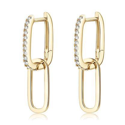 Anziw Paperclip Drop Link Earrings Detachable Hoops for Women Silver 925 Moissanite Huggie Earring Piercing Wedding Jewelry Gift