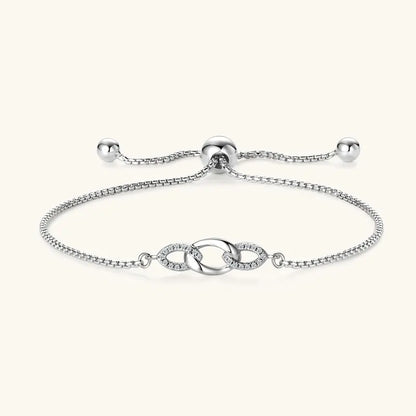 Anziw S925 0.8mm Moissanite Bracelet 24cm Stretch Adjustable Chain 925 Silver Circle Bracelet for Women Trendy Hand Jewelry Gift