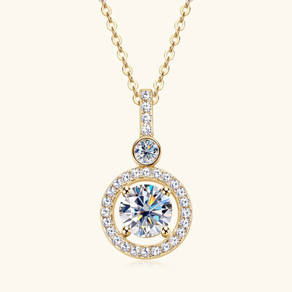 Anziw 925 Sterling Silver Pendant Necklace Moissanite 6.5mm 1.33CTW. Round Cut Birthday Party Valentine Day Gift Women Jewelry