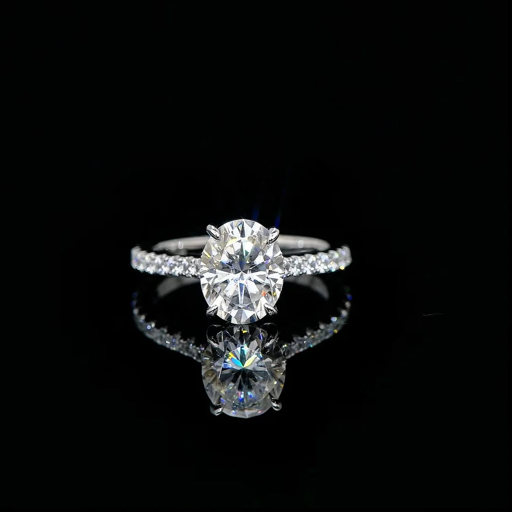 3CT Oval Cut Moissanite Ring for Women 925 Sterling Sliver Vintage Engagement Wedding Promise Band Finger Jewelry Certified Ring