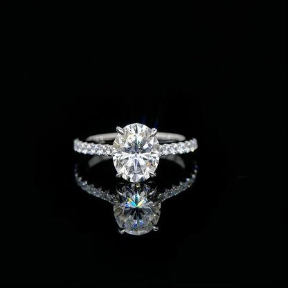 3CT Oval Cut Moissanite Ring for Women 925 Sterling Sliver Vintage Engagement Wedding Promise Band Finger Jewelry Certified Ring