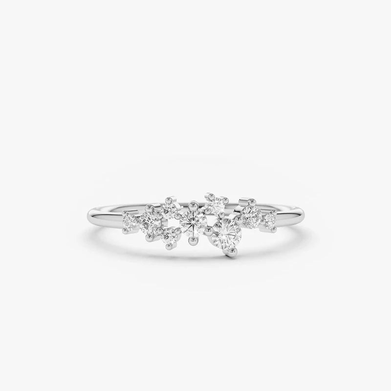 Anziw Delicate Moissanite Ring Real 925 Silver for Women Dainty Thin Finger Ring Wedding Engagement Jewelry Fashion Accessories