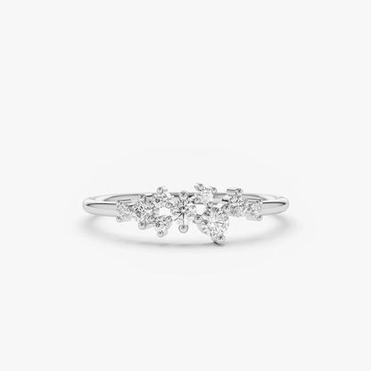 Anziw Delicate Moissanite Ring Real 925 Silver for Women Dainty Thin Finger Ring Wedding Engagement Jewelry Fashion Accessories