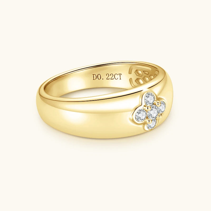 2025 Trendy Clover Flower Chunky Ring 925 Sterling Sliver D Moissanite Rings Finger Bands for Women S925 Charm Wedding Jewelry
