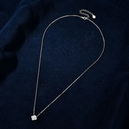 Anziw 2mm Moissanite Pendant Necklace for Women 925 Silver Four Clover Flower Clavicle Necklaces Charm Valentine Gift 2025 Trend