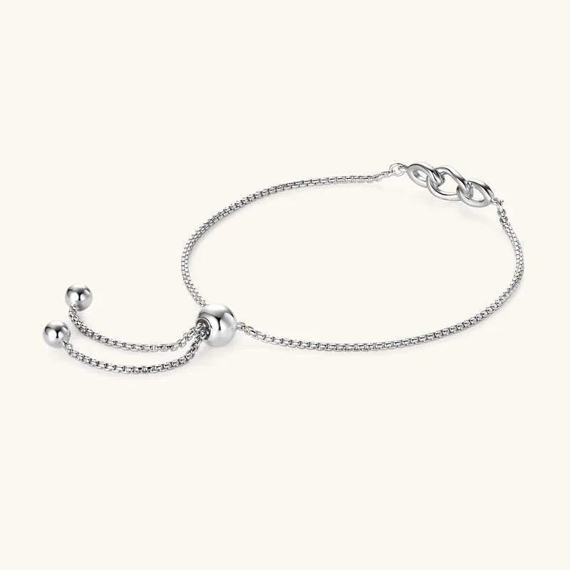 Anziw S925 0.8mm Moissanite Bracelet 24cm Stretch Adjustable Chain 925 Silver Circle Bracelet for Women Trendy Hand Jewelry Gift