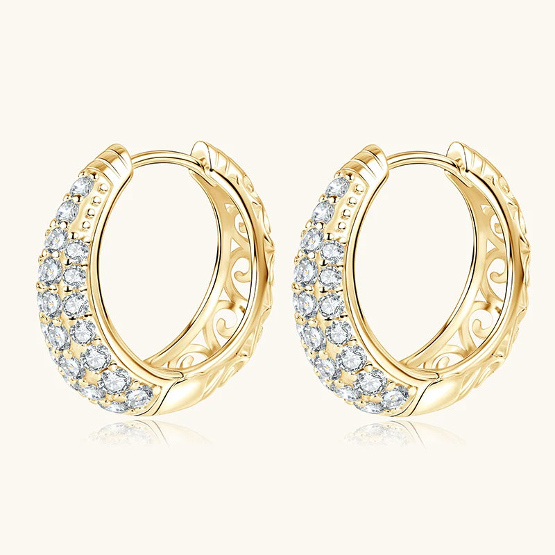 Anziw Micro Paved Full Moissanite Hoops Earrings Silver 925 Dazzling Diamond Ear Luxury Jewelry for Women Men Party Wedding Gift