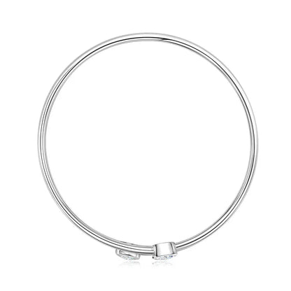Anziw 0.5CT 5mm D Moissanite Opening Bangle Cuff for Women 925 Sterling Silver Bracelet Cuffs Bezel Lab Diamon 2025 New Jewelry