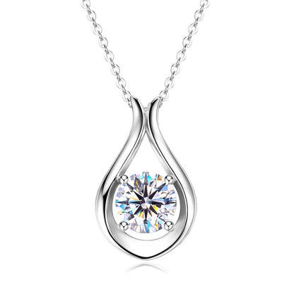 2025 2CT 8mm D Color Moissanite Necklace Teardrop Pendant 925 Silver Chain Original Jewelry with Certificate for Women S925 Gift