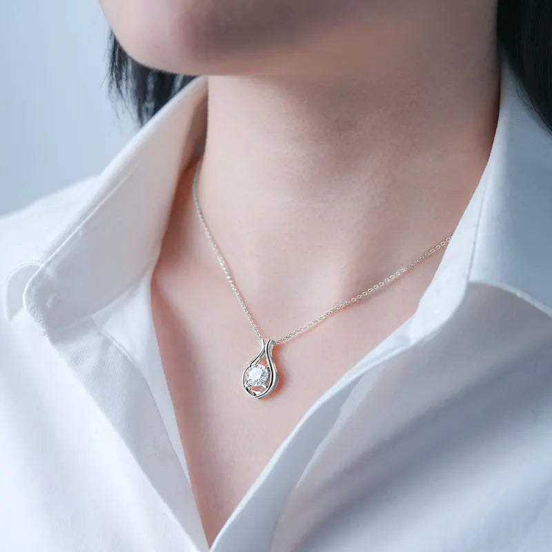 2025 2CT 8mm D Color Moissanite Necklace Teardrop Pendant 925 Silver Chain Original Jewelry with Certificate for Women S925 Gift