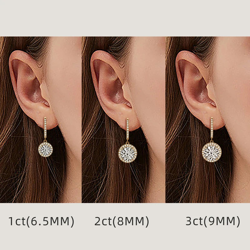 Anziw 3.0CT D Moissanite Pendant Hoop Earrings 925 Sterling Silver Drop Earring 2.0ct 1 carat Sparkling Jewelry For Women Dangle