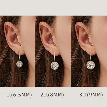 Anziw 3.0CT D Moissanite Pendant Hoop Earrings 925 Sterling Silver Drop Earring 2.0ct 1 carat Sparkling Jewelry For Women Dangle