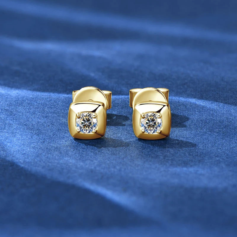 Anziw 3mm 0.1ct D Moissanite Earrings 925 Sterling Silver Square Stud Earrings for Women Men Couples Fine Jewelry 2025 New Gifts