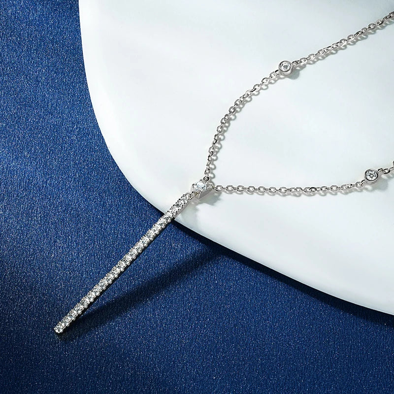 Anziw 40.5mm Long Bar Necklace 925 Silver D Color Moissanite Pendant Necklace for Women Fine Jewelry 2026 Trend Valentine Gifts