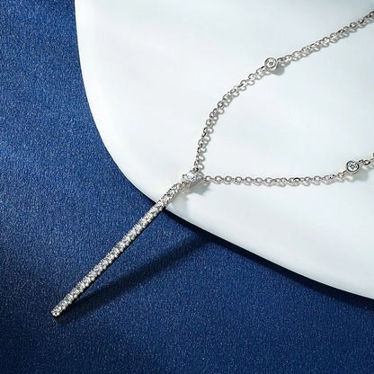 Anziw 40.5mm Long Bar Necklace 925 Silver D Color Moissanite Pendant Necklace for Women Fine Jewelry 2026 Trend Valentine Gifts
